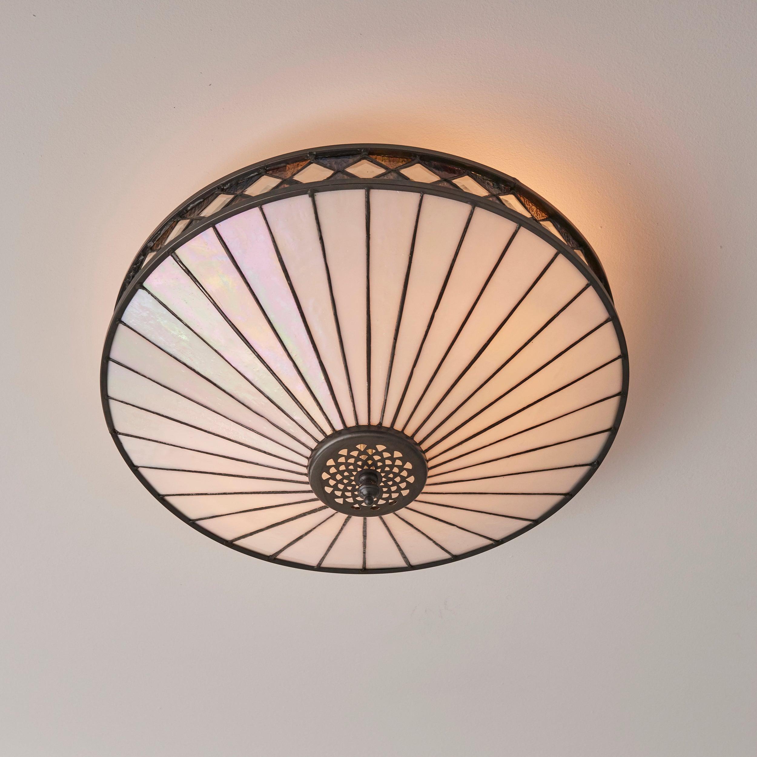 Interiors 1900 Fargo Flush Tiffany Lampada da Soffitto