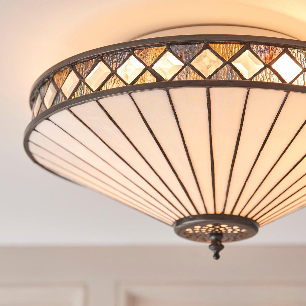 Interiors 1900 Fargo Flush Tiffany Lampada da Soffitto