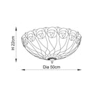 Interiors 1900 Hutchinson Grande Lampada da Soffitto Tiffany Flush