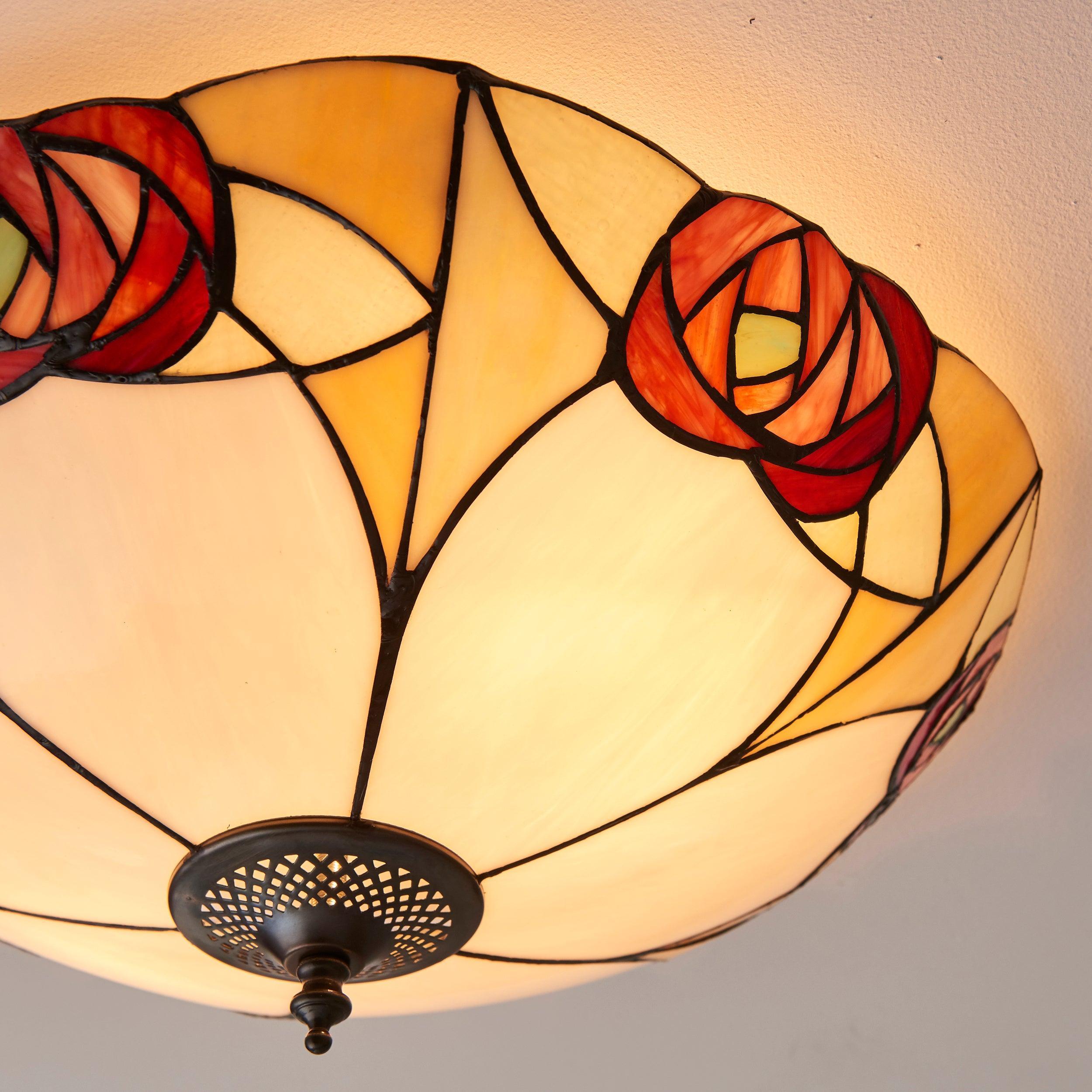 Interiors 1900 Ingram Grande Lampada da Soffitto Tiffany Flush