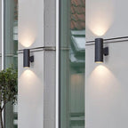 Lampada da Parete Esterno a Doppia Testa in Metallo Minimalista Kren, Nera