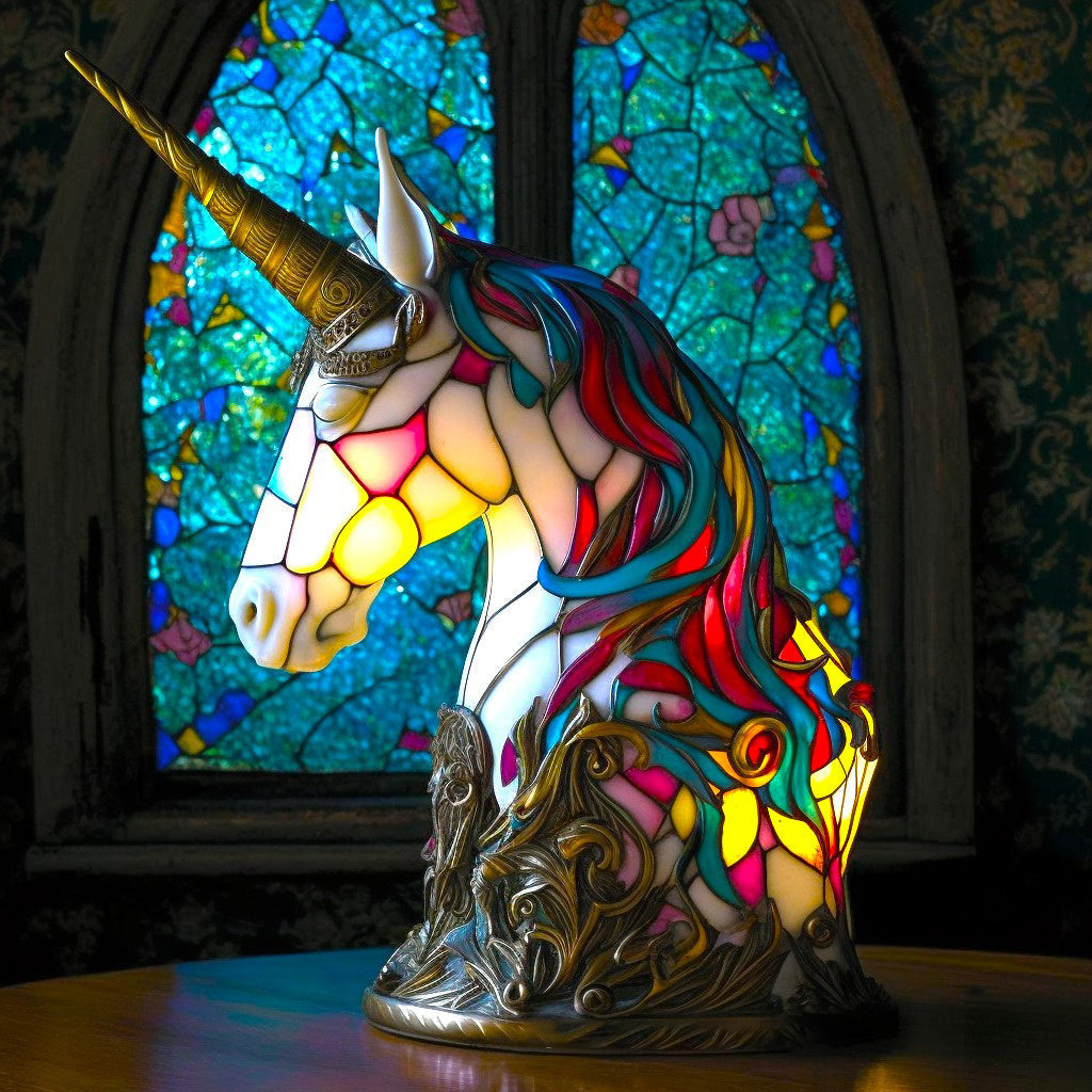Lampada da tavolo in vetro colorato a forma di animale