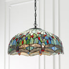 Lampadario Tiffany Grande Libellula Blu - Attacco per 1 Lampadina