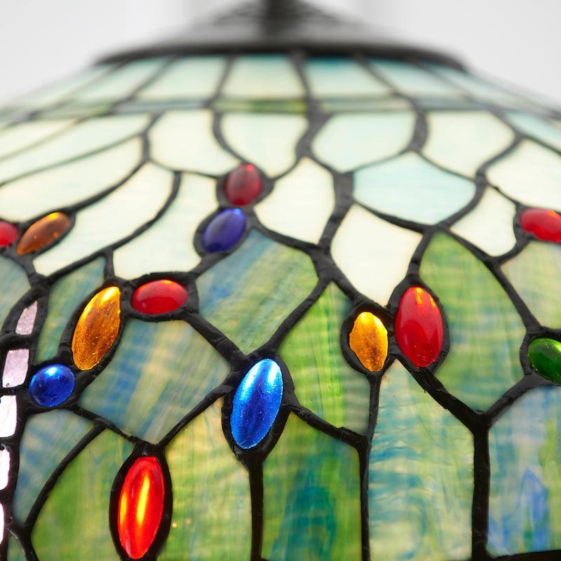Luce da Soffitto Tiffany Grande Libellula Blu - Attacco per 3 Lampadine