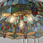 Luce da Soffitto Tiffany Grande Libellula Blu - Attacco per 3 Lampadine