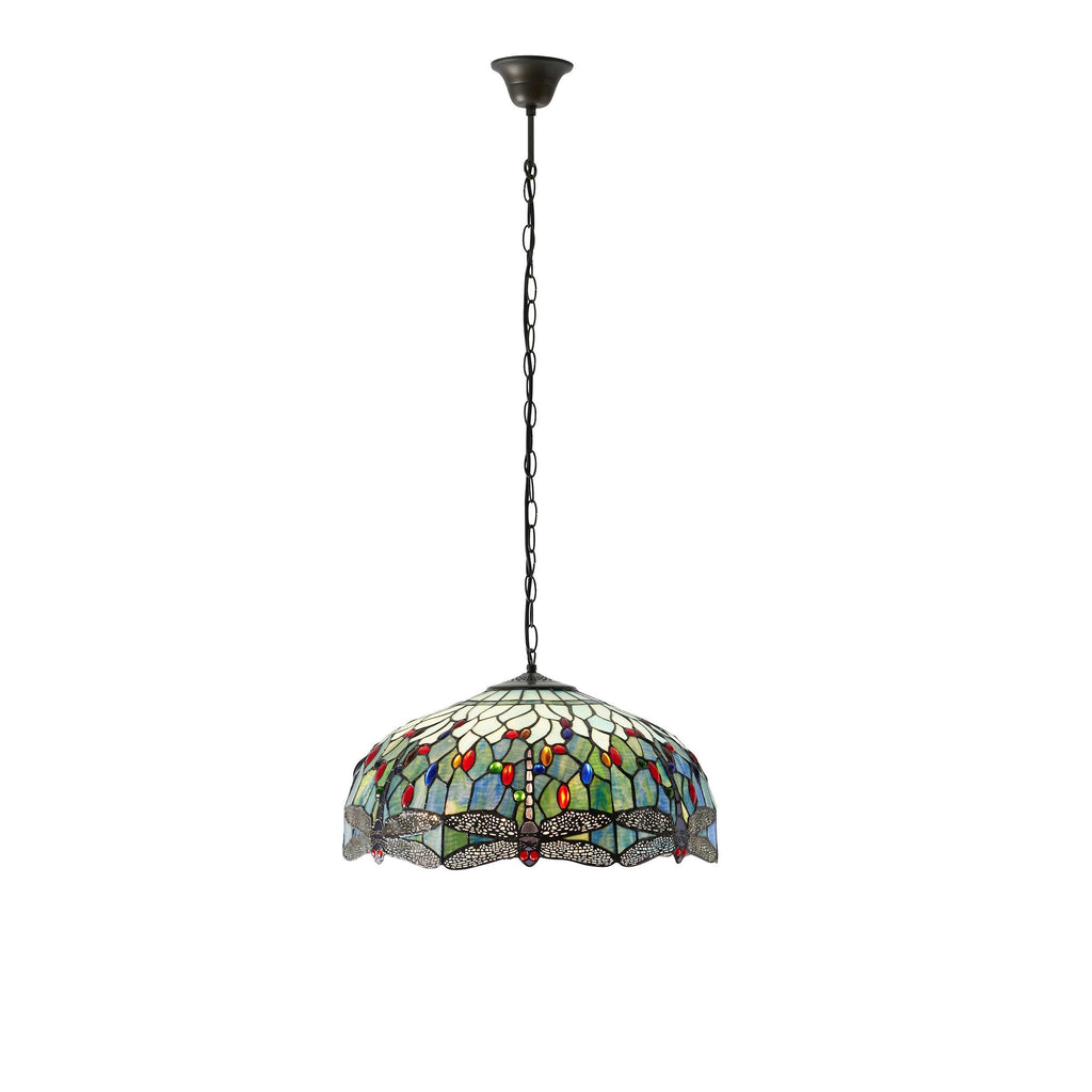 Lampadario Tiffany Grande Libellula Blu - Attacco per 1 Lampadina