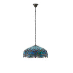 Luce da Soffitto Tiffany Grande Libellula Blu - Attacco per 3 Lampadine