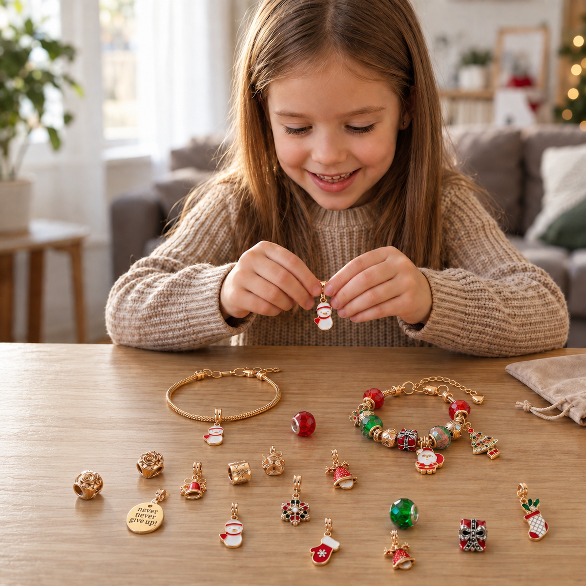 Calendario dell'Avvento con braccialetto di Natale da 24 giorni – Set di gioielli fai da te per ragazze