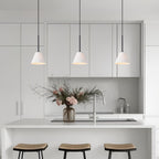 Lampada a sospensione a cono in vetro trasparente per cucina