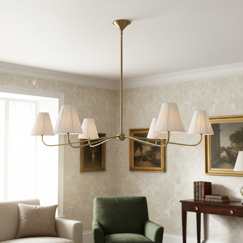 Lampadario a Ombra Pieghettata Fibura per Sala da Pranzo Tradizionale