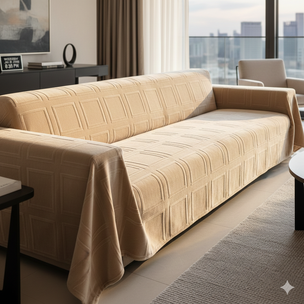 Coperta di Lusso in Unico Pezzo per Divano con Texture Architettonica