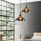 Arisha Industriale LED Lampada a Sospensione Vetro Chiaro/Ambra/Grigio Fumo