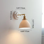 Applique da parete in ceramica vintage tradizionale rotonda in ottone con 1 luce per soggiorno
