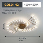 Wesley Flush-Mount Ceiling Light Fuochi d'Artificio, Nero/Oro