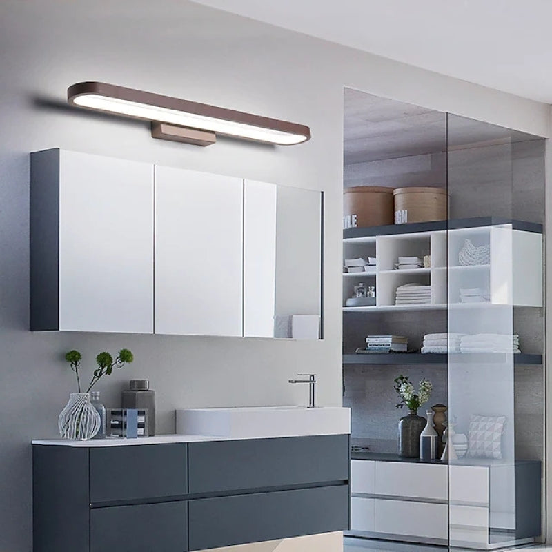 Lampada da Parete Moderna in Metallo Luxa con Specchio Frontale, Curvata, Nera/Caffè