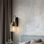 Lampada da Parete Vintage con Paralume in Vetro Rigato