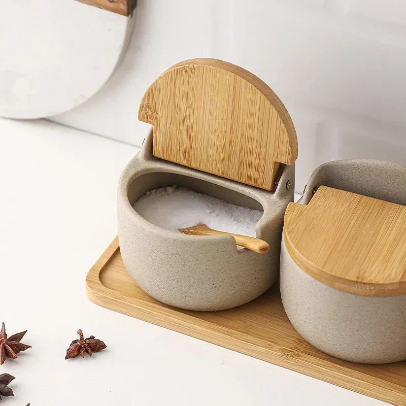 Set di Barattoli in Ceramica per Condimenti di Napoli