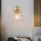 Applique da Parete in Vetro a Tulipano in Ottone Vintage 1 Luce