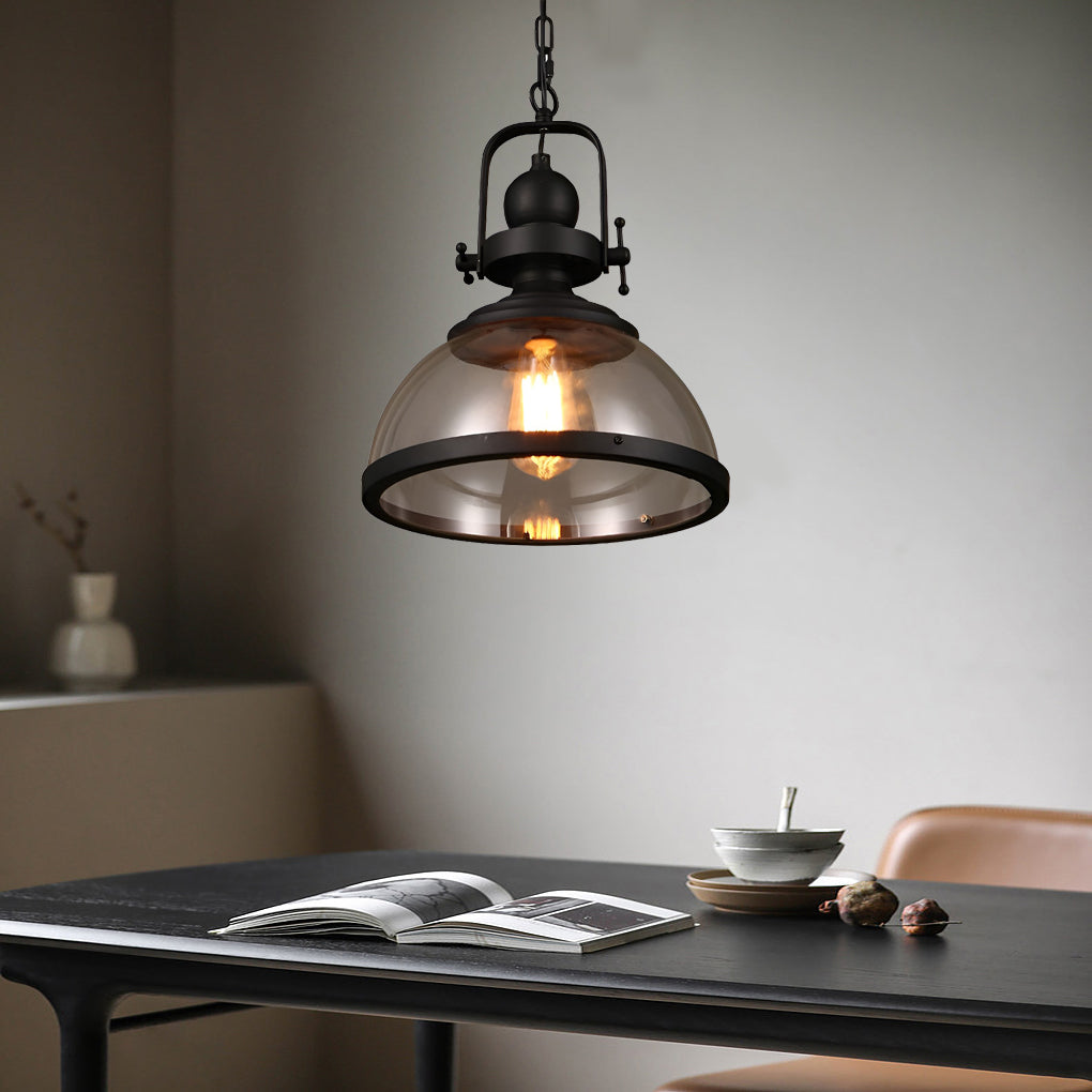 Frendorf | Lampada a sospensione in vetro a forma di ciotola | Design retro industriale