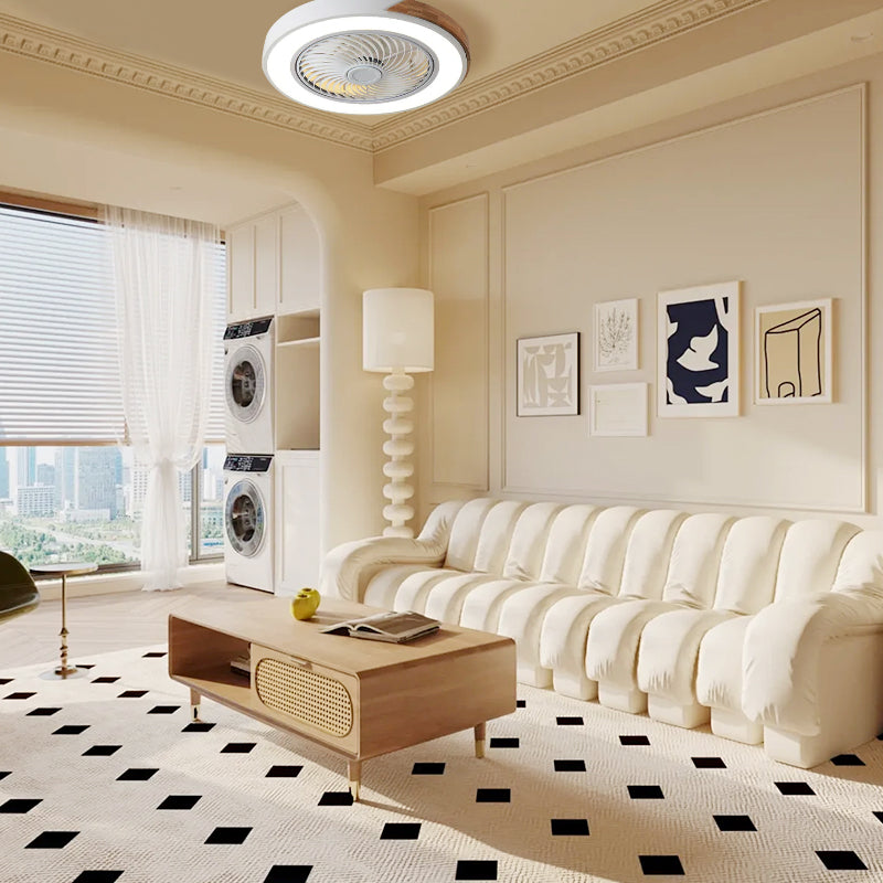 Ventilatori da soffitto in legno contemporanei con luci LED