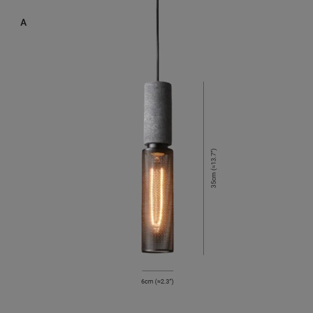 Xenith Lampada a Sospensione Industriale Cilindrica, Cemento/Metallo