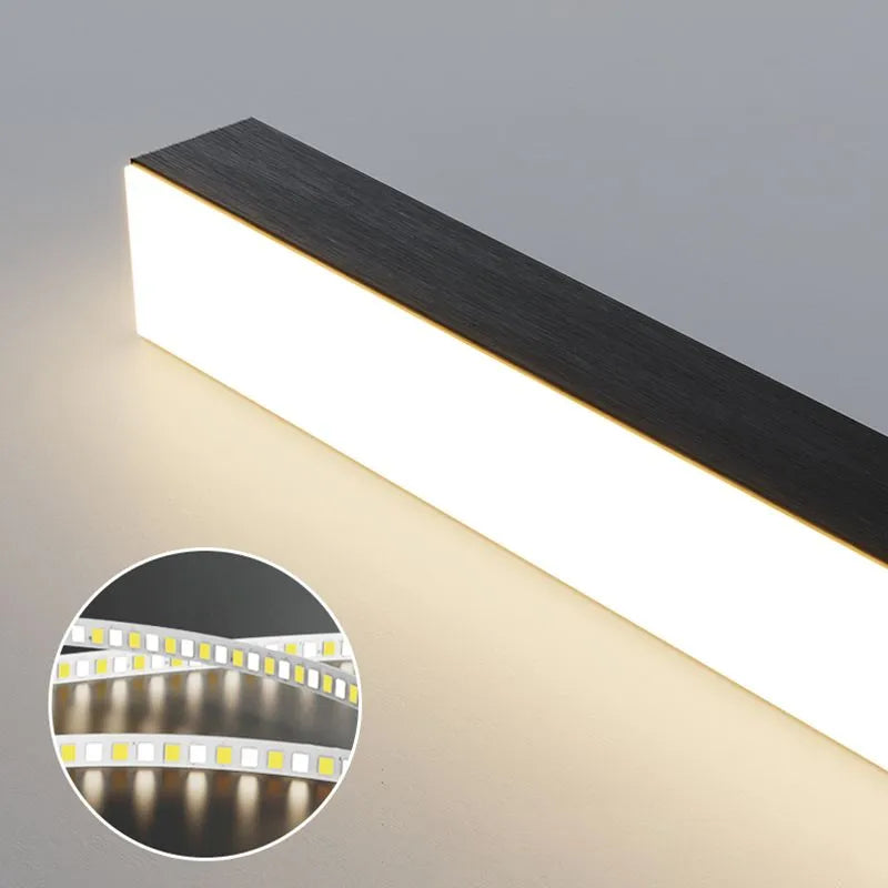 Arisha Minimalista Linear Metal Pendant Light, Bianco/Nero