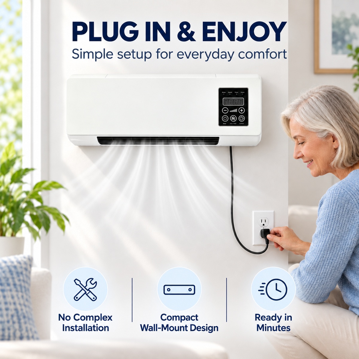 Condizionatore e Riscaldamento 2-in-1 – Condizionatore a Parete con Telecomando