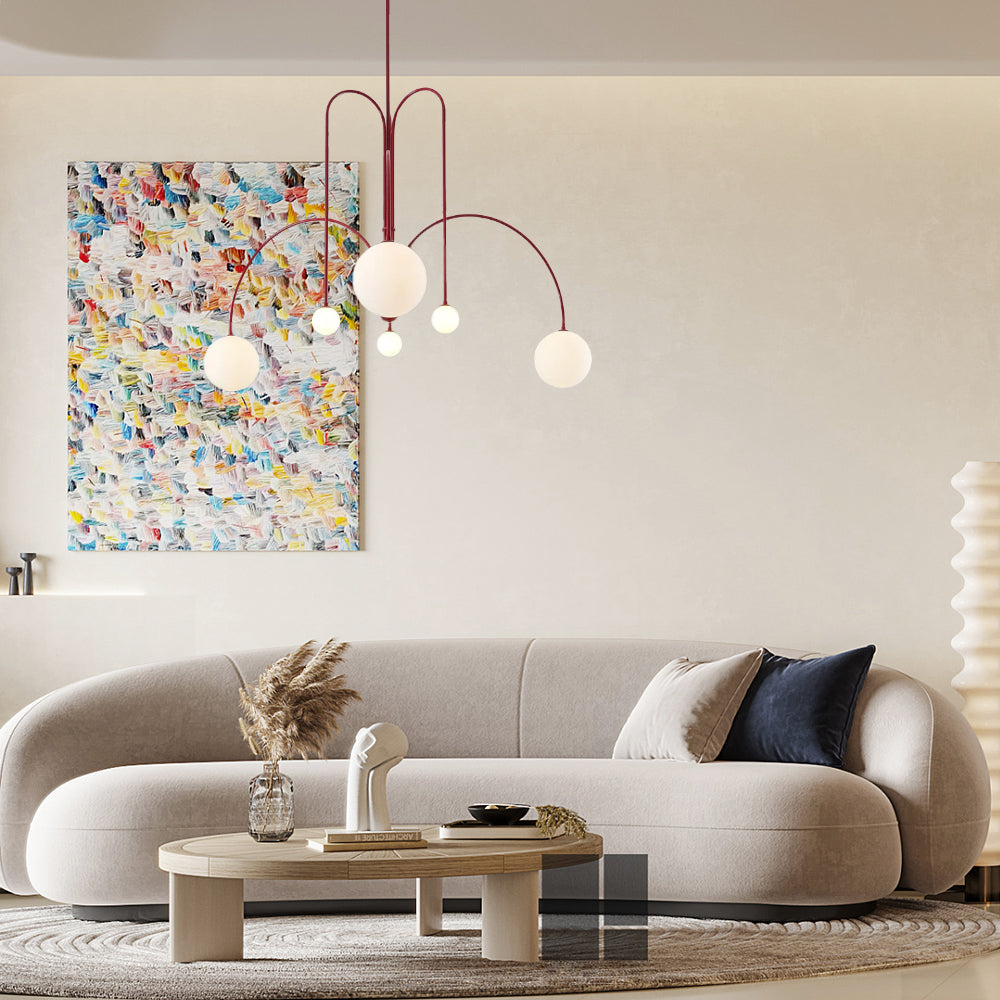 Lampada a Sospensione Moderna in Vetro Bianco Rotondo
