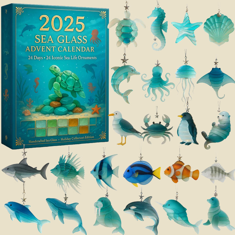 ShellSpark Calendario dell'Avvento 2025 | Scopri sorprese quotidiane con tesori d'arte in vetro marino ecologici!