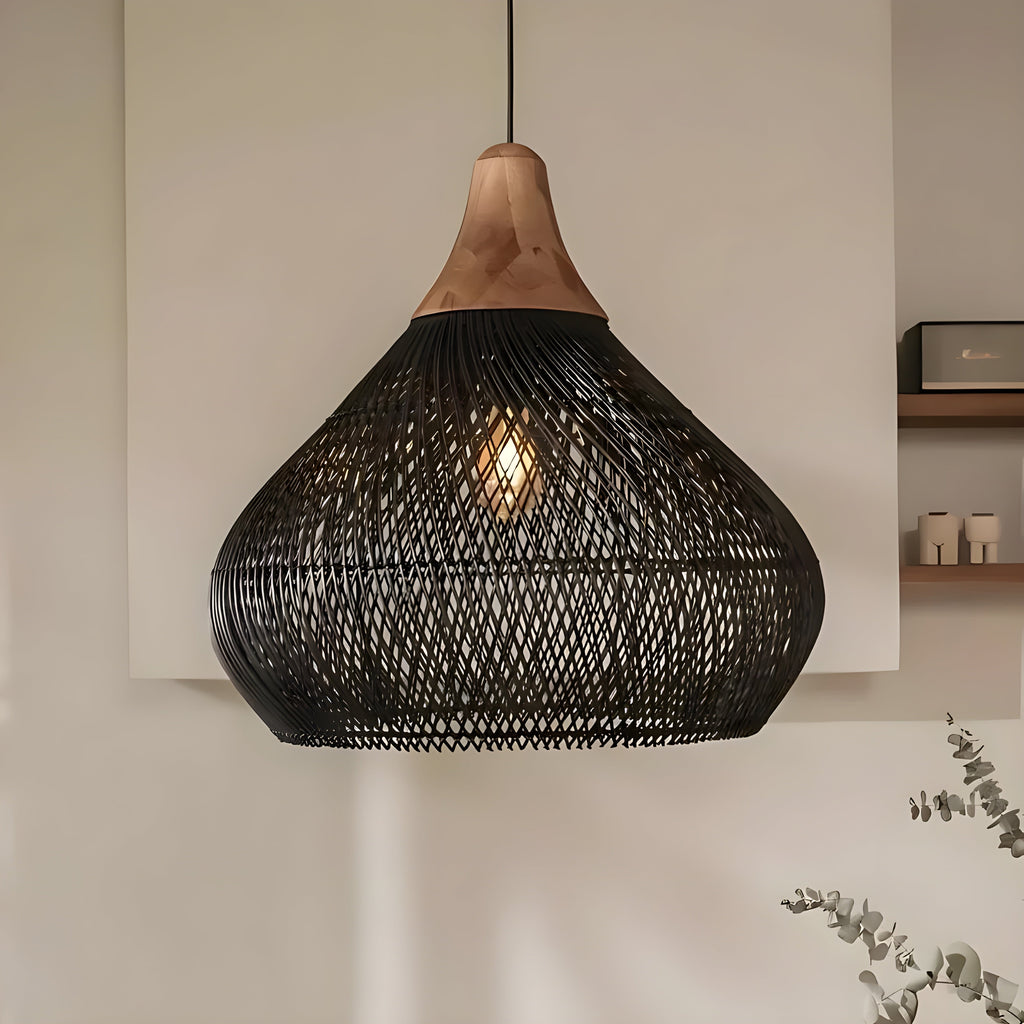 BistroBeam Light - Moderna Lampada a Sospensione in Rattan