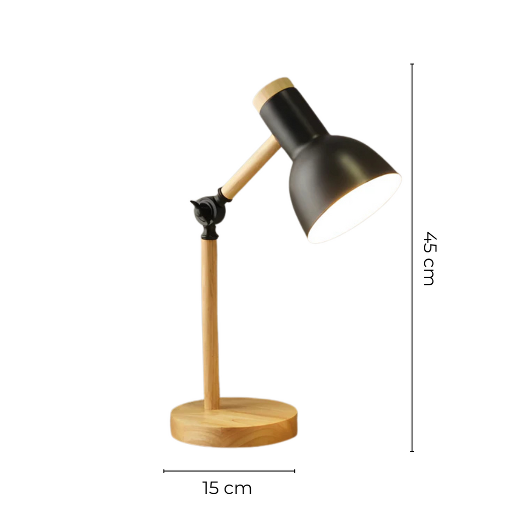 Lampada da Tavolo LED Regolabile Moderna in Legno e Metallo 1 Luce