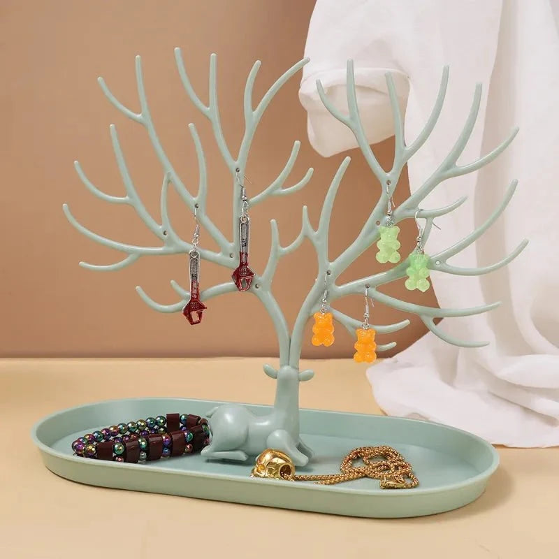 DeerCharm – Porta gioie con design a ramo di legno e base decorativa