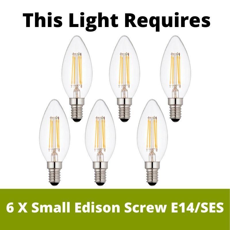 Pendente Endon Highclere in Cromo Spazzolato a 6 Luci - Paralume in Lino Naturale
