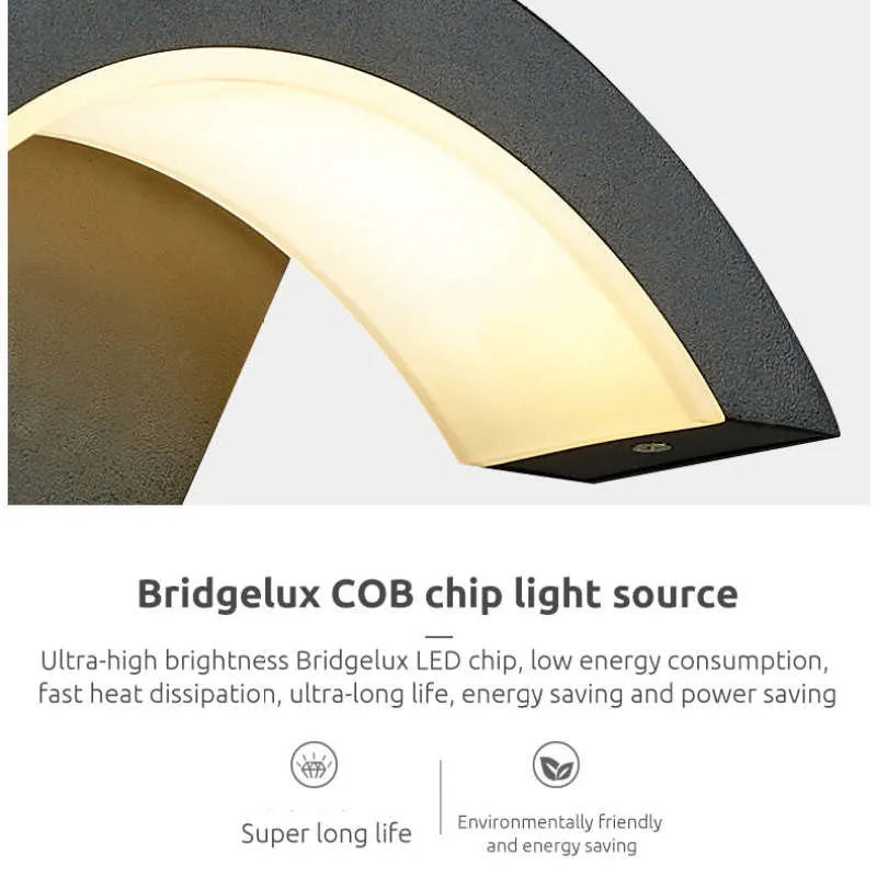 Lampada da Parete LED Impermeabile Elvon Nordic Arc, Nera