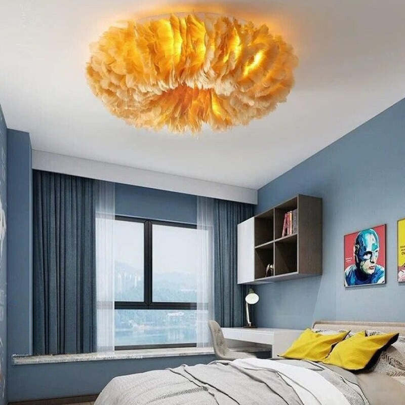 O'Moore Lampada da Soffitto Rotonda in Piuma di Cigno