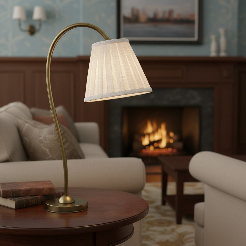Lampada da Tavolo con Paralume in Lino Ottone