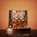 WhiskeySpin - Bicchiere di whisky premium con base rotante intricata per un'esperienza unica