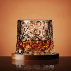 WhiskeySpin - Bicchiere di whisky premium con base rotante intricata per un'esperienza unica