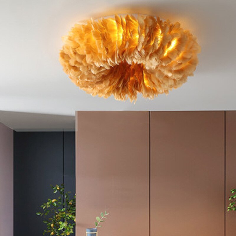 O'Moore Lampada da Soffitto Rotonda in Piuma di Cigno