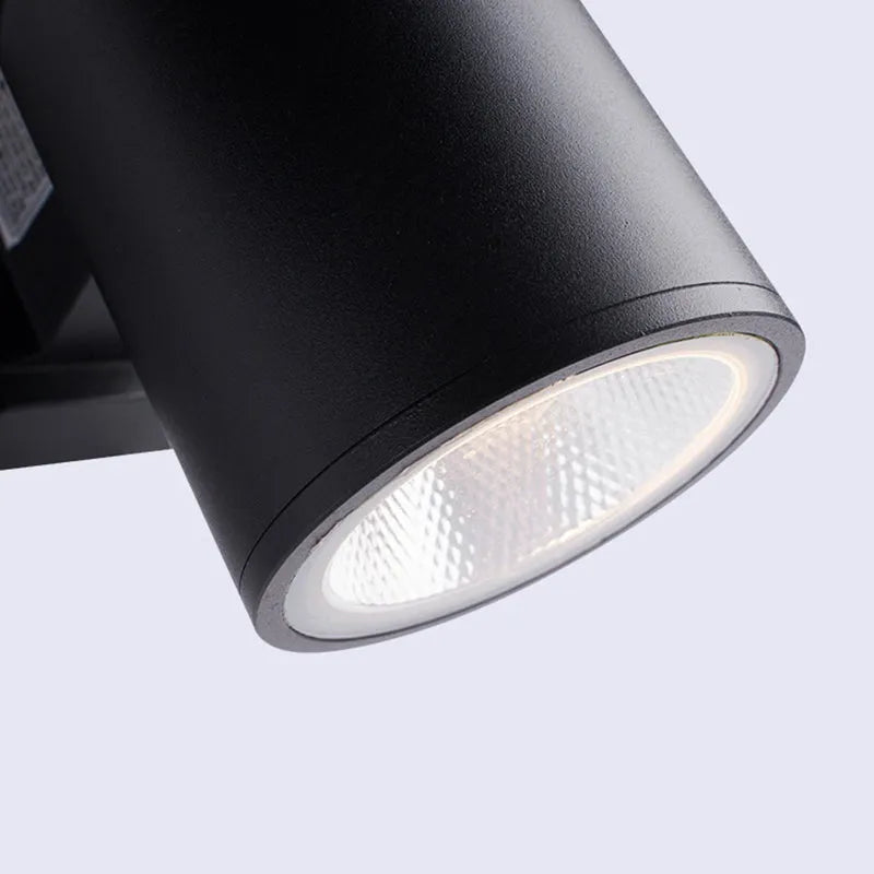 Lampada da Parete Esterno a Doppia Testa in Metallo Minimalista Kren, Nera