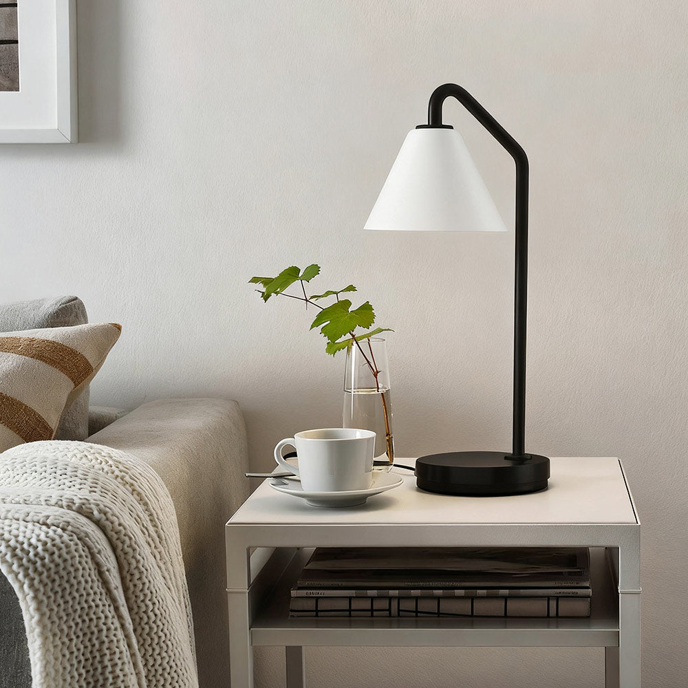 Lampada da Tavolo Cone Moderna in Vetro Latte