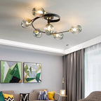 Valentina Lampada da Soffitto Flush Mount, Vetro, Nero/Oro, Sala da Pranzo
