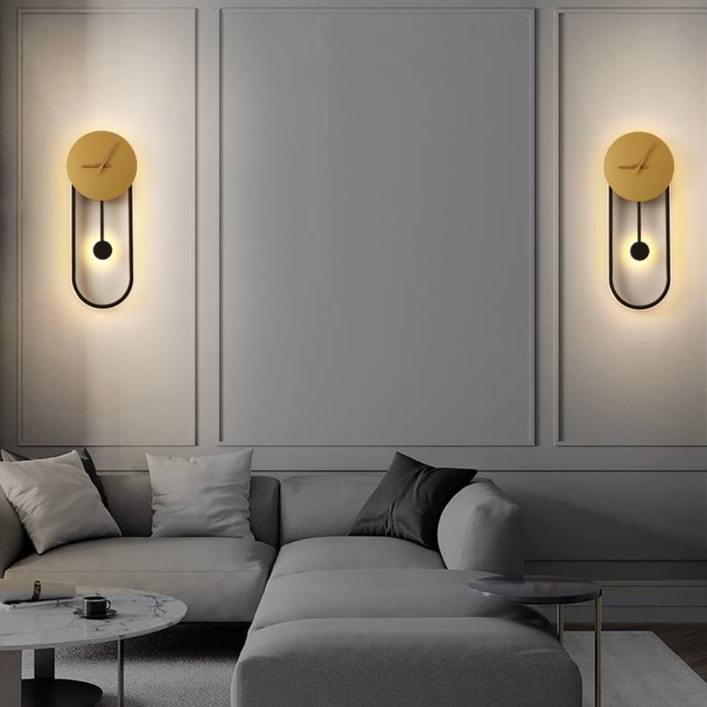 Lampada da Parete Orologio Nordic Arisha, Oro e Nero