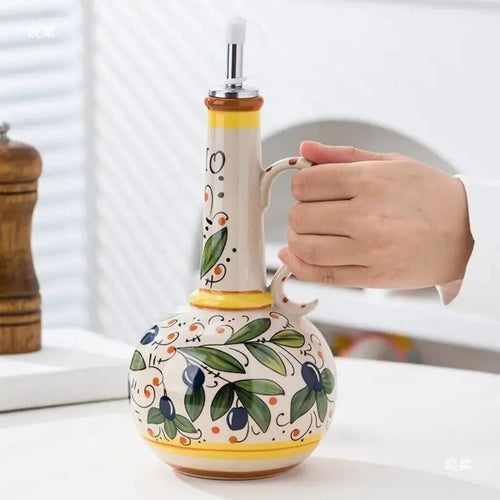 Bottiglia in Ceramica Toscana per Olio d'Oliva e Aceto