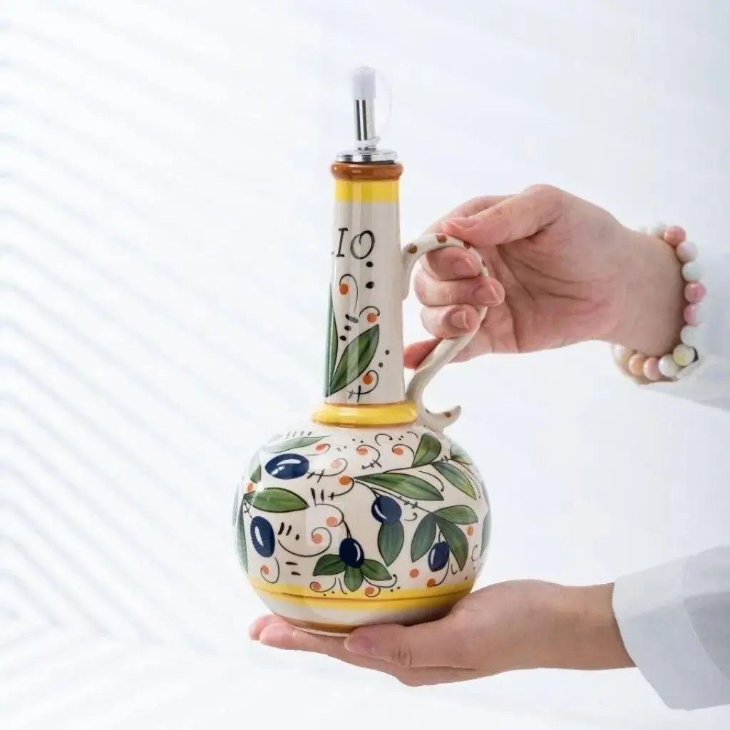 Bottiglia in Ceramica Toscana per Olio d'Oliva e Aceto