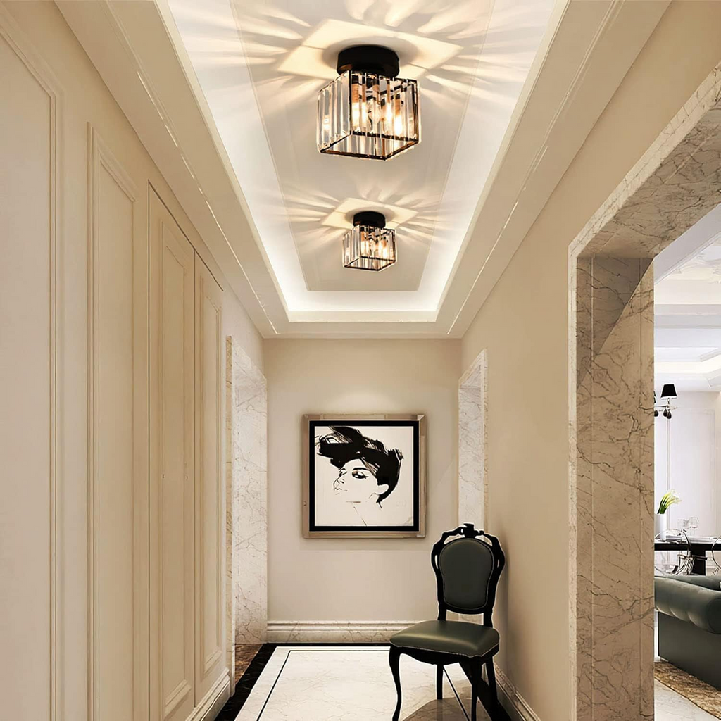 Talrex | Moderno Faretto da Soffitto Nero con Ombra di Cristallo per Corridoio e Soggiorno