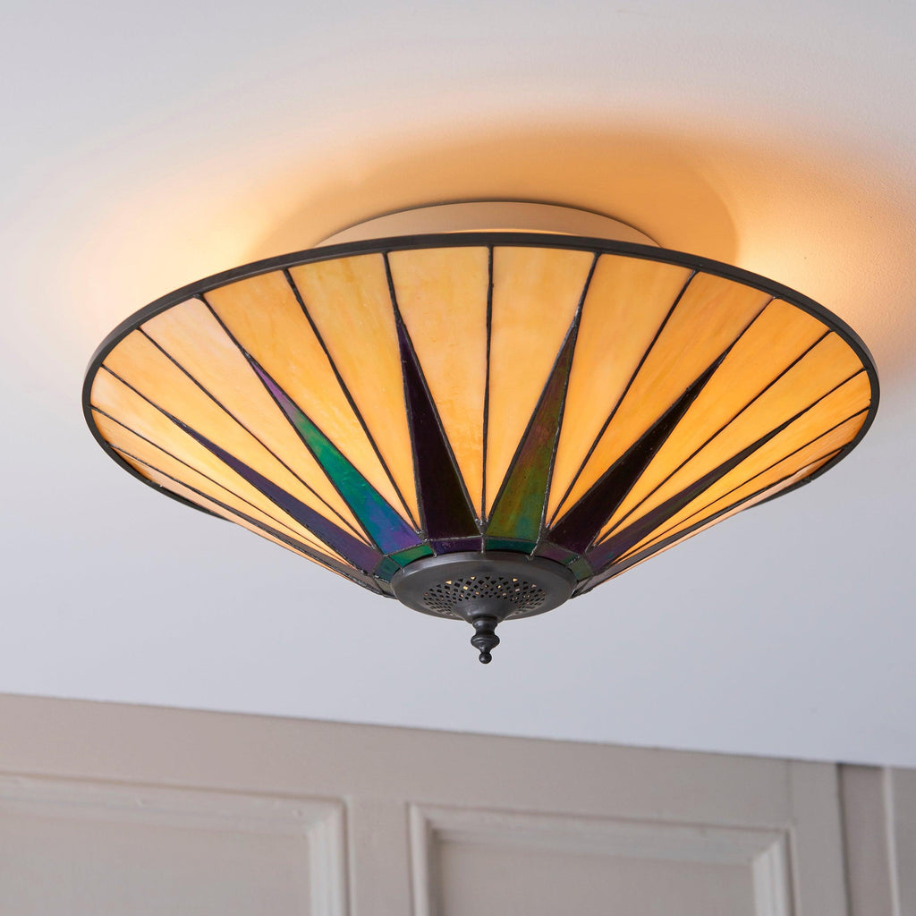 Interiors 1900 Dark Star Grande Lampada da Soffitto Tiffany Flush
