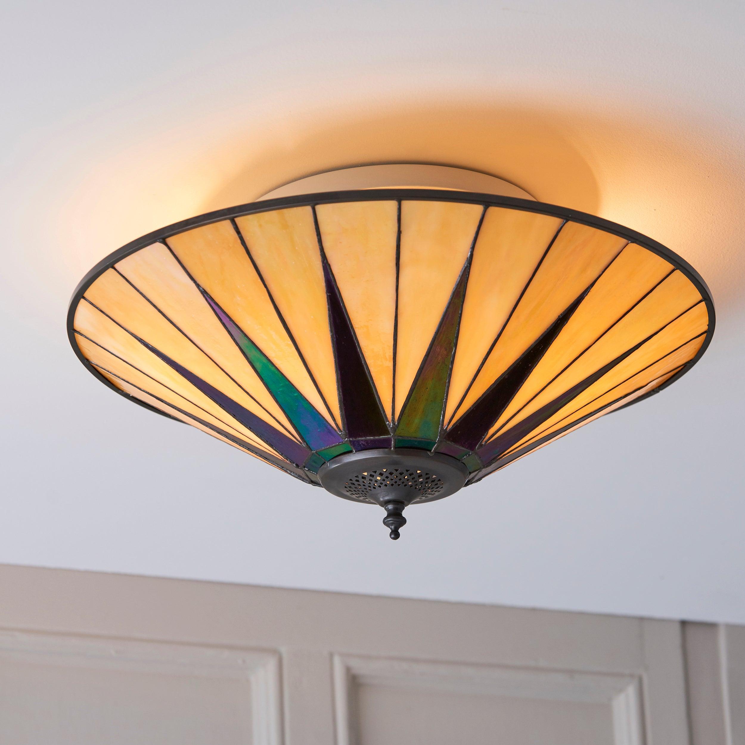 Interiors 1900 Dark Star Grande Lampada da Soffitto Tiffany Flush