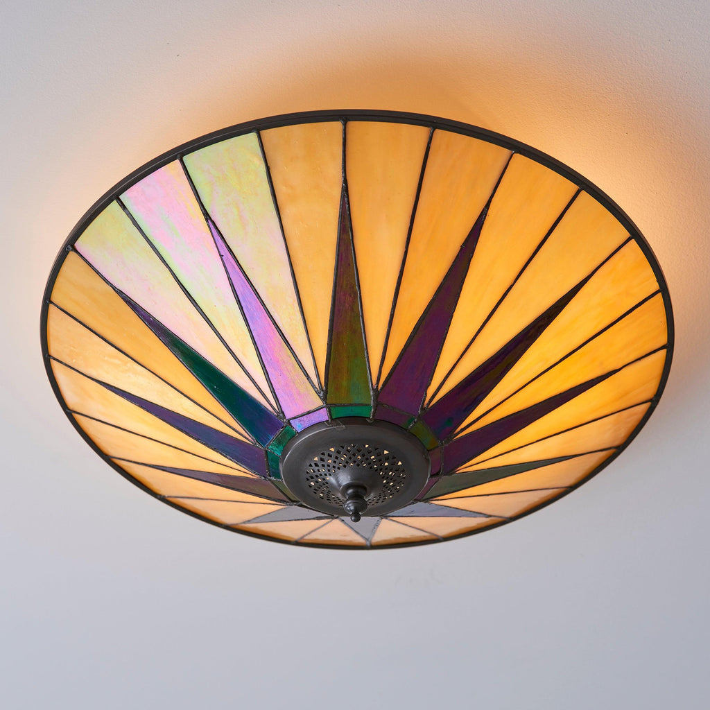 Interiors 1900 Dark Star Grande Lampada da Soffitto Tiffany Flush