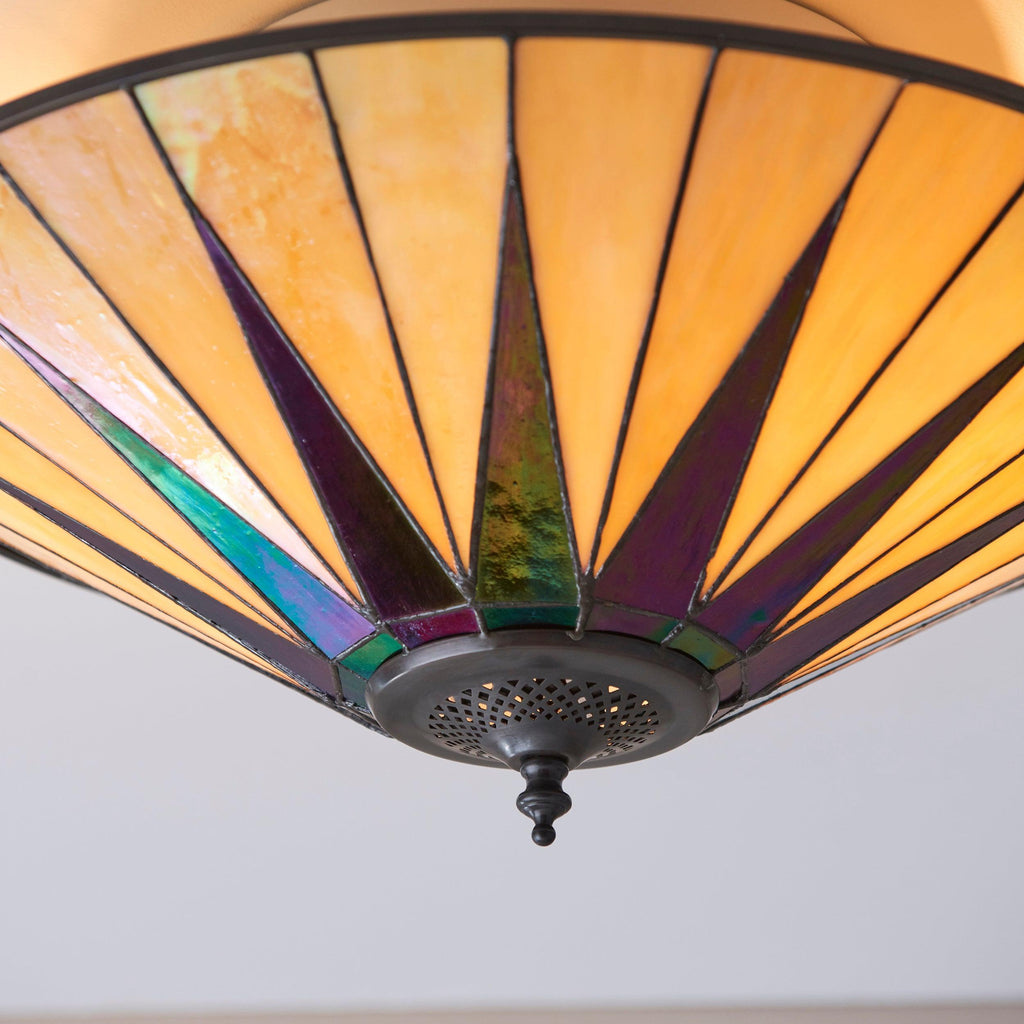 Interiors 1900 Dark Star Grande Lampada da Soffitto Tiffany Flush